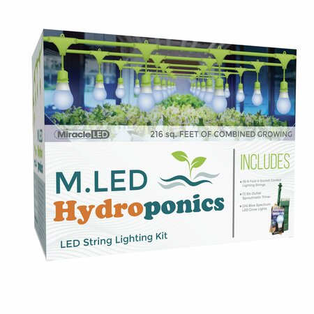 MIRACLE LED Hydroponics 4-Socket LED Blue Spectrum Grow Kit, 6PK 603786